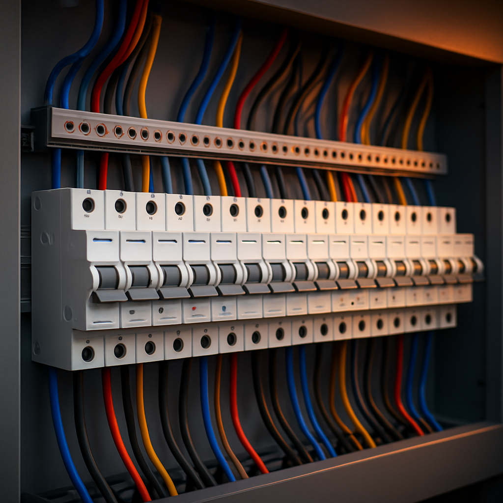 Quadro de distribuição elétrica organizado, instalado pela ETJ Elétrico